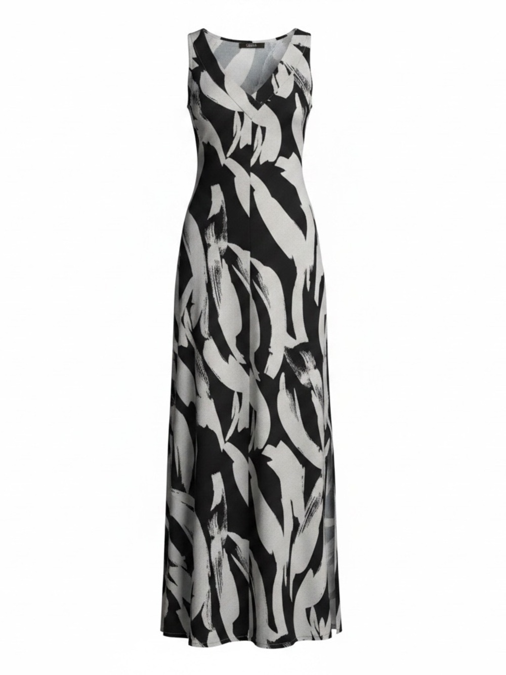 DKNYC Black and White Abstract V-Neck Maxi Dress